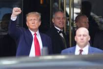 Former President Donald Trump leaves Trump Tower in New York on Tuesday, April 4, 2023. Trump w ...