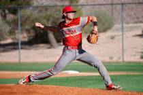 Tech's Brock Barlow (99) delivers against Foothill during the sixth inning of a baseball game a ...