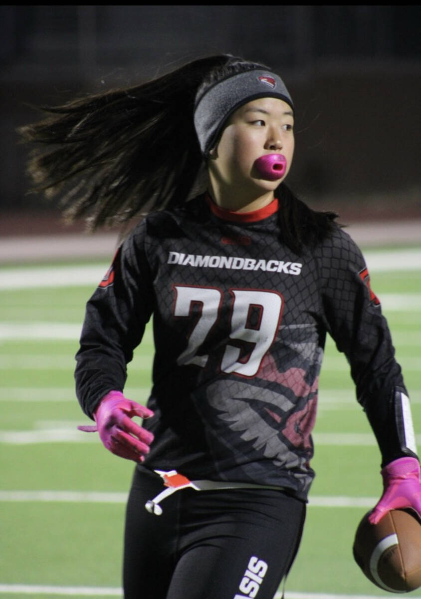 Desert Oasis' Akiko Higa is a member of the Nevada Preps All-Southern Nevada flag football team.