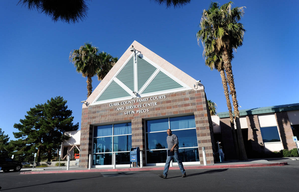 A general view of the entrance to the Clark County Family Court, located at 601 N. Pecos Rd., o ...