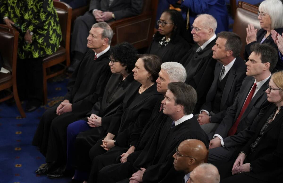 Supreme Court Justices listen as President Joe Biden delivers his State of the Union address to ...