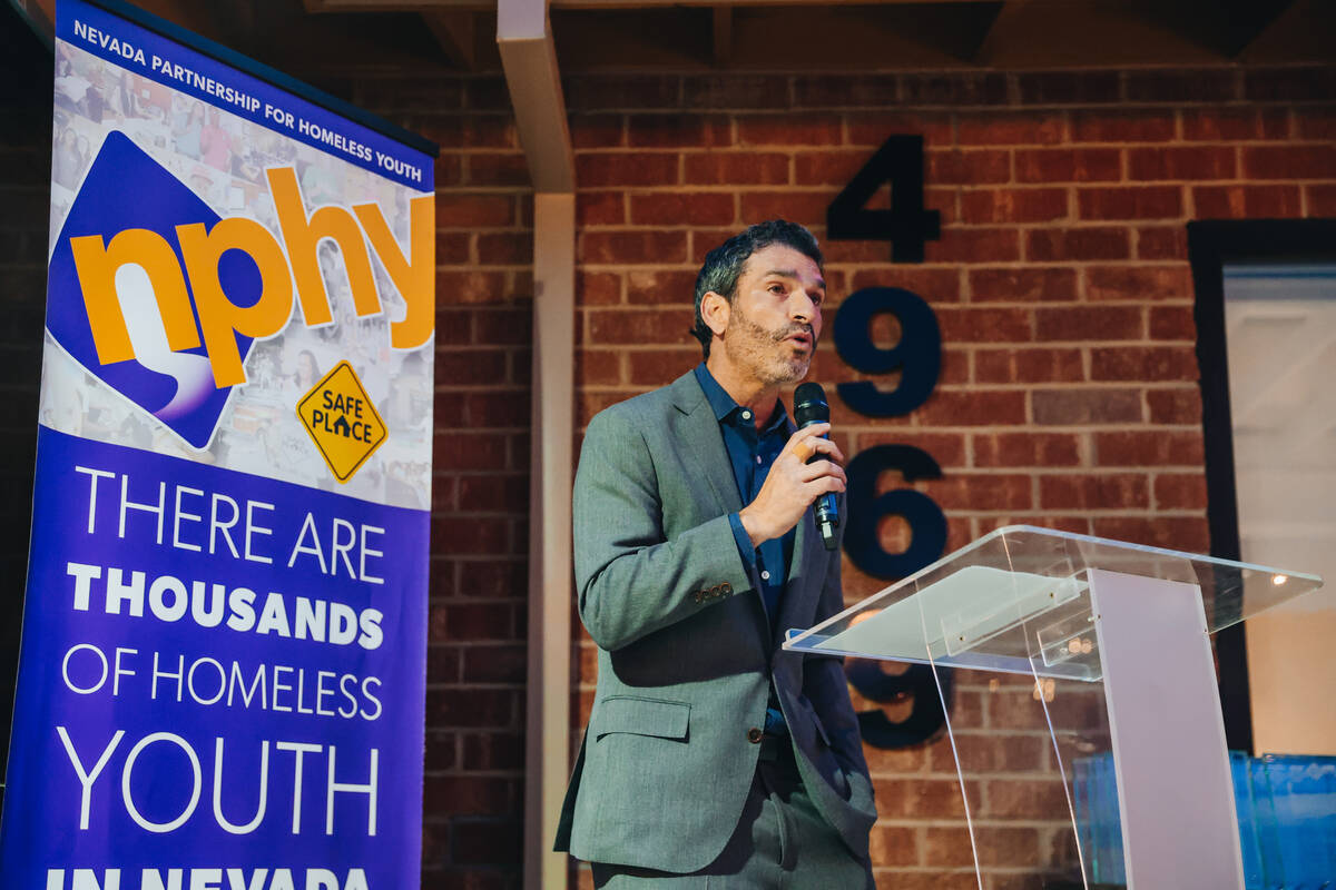 Arash Ghafoori, the Executive Director at the Nevada Partnership for Homeless Youth speaks duri ...