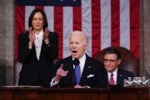 President Joe Biden delivers the State of the Union address to a joint session of Congress at t ...