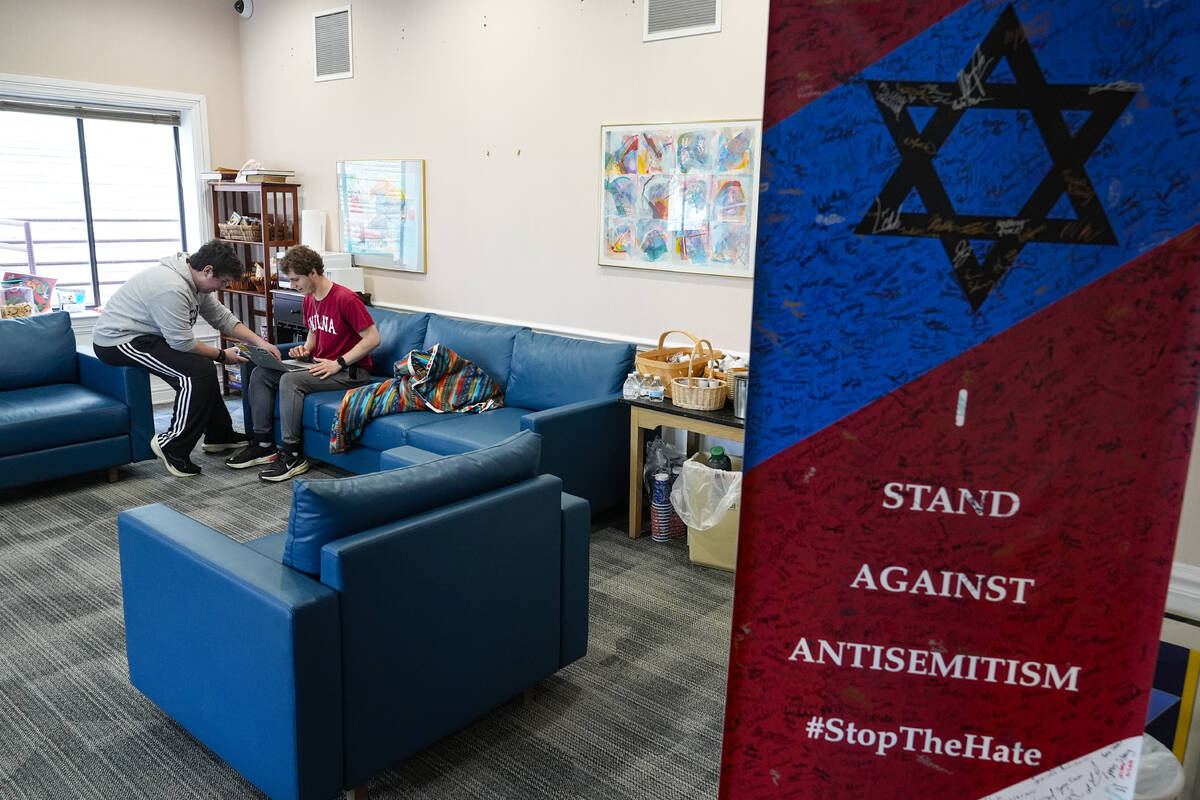 Jewish students gather at the Helene G. Simon Hillel Center at Indiana University in Bloomingto ...