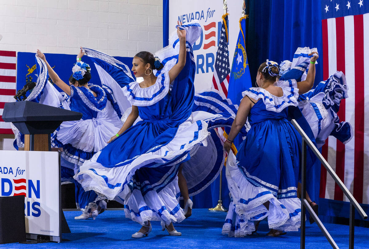 Club Social Nicaraguense Las Vegas Club performs folklorico dance during a Vice President Kamal ...