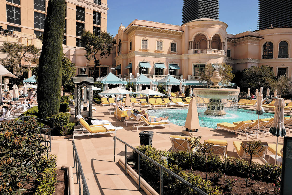 The Bellagio Pool complex is shown in Las Vegas on Monday, March 11, 2024. (K.M. Cannon/Las Veg ...