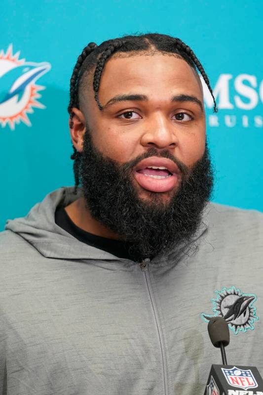 Miami Dolphins defensive tackle Christian Wilkins speaks at a news conference after an NFL wild ...