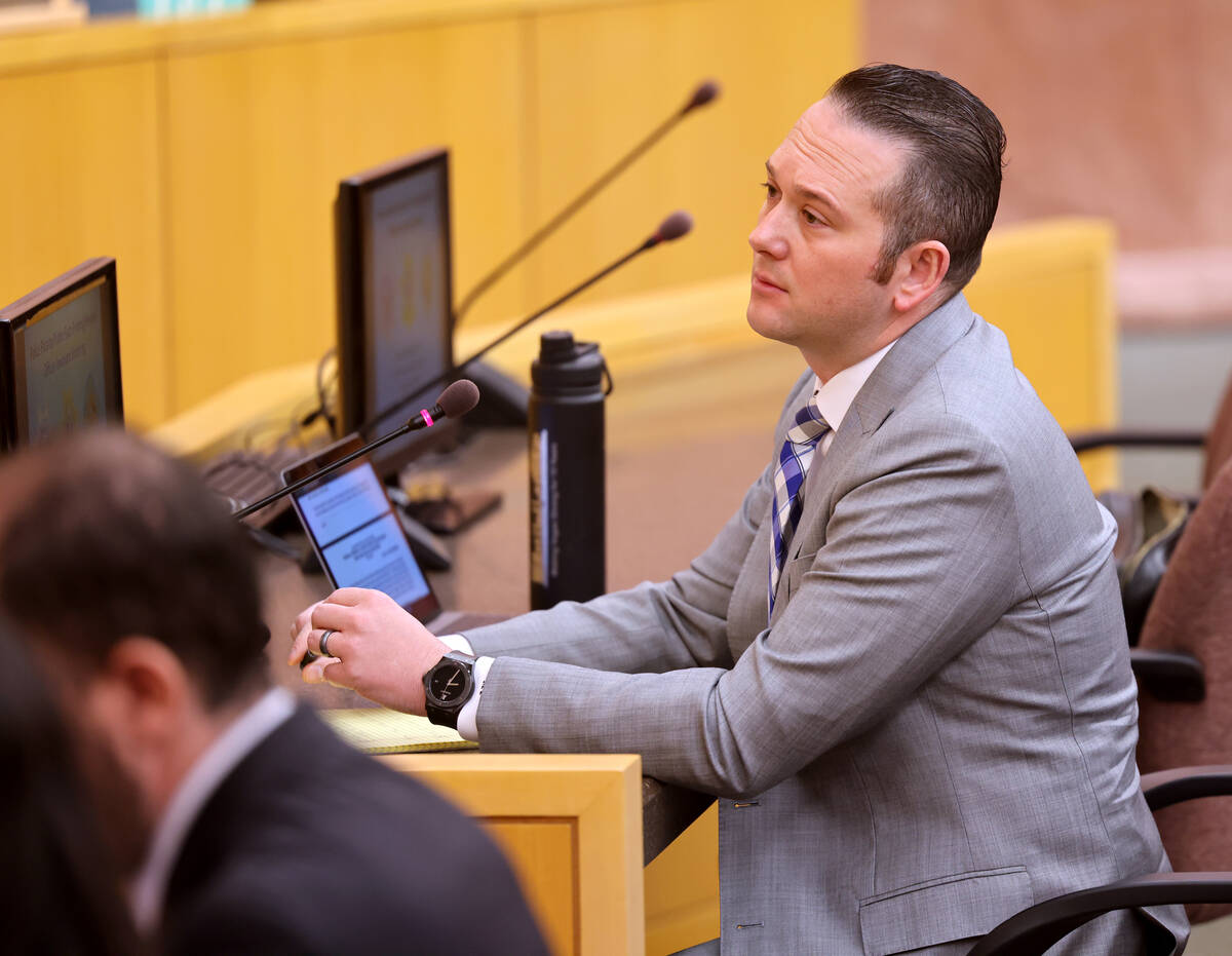 Attorney Michael Troiano, serving as ombudsman, asks a question of Detective Jason Leavitt duri ...