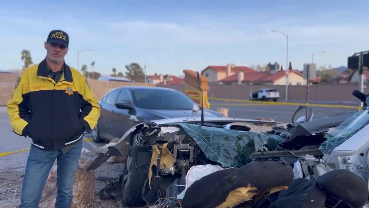 Sgt. Stuart Richmond of the Metropolitan Police Department talks about a March 9, 2024, crash a ...