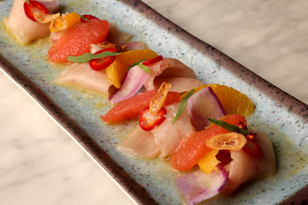 Hamachi crudo is offered at Como bar and restaurant at the Bellagio pool complex in Las Vegas o ...