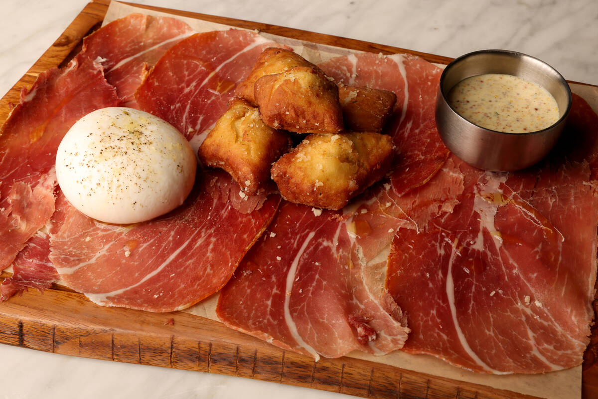 Prosciutto burrata is offered at Como bar and restaurant at the Bellagio pool complex in Las Ve ...