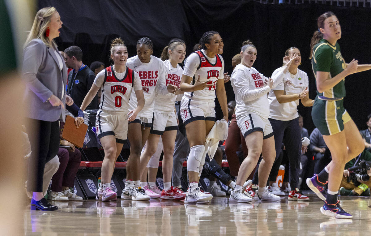 The UNLV Lady Rebels are pumped as they lead the Colorado State Rams during the first half of t ...