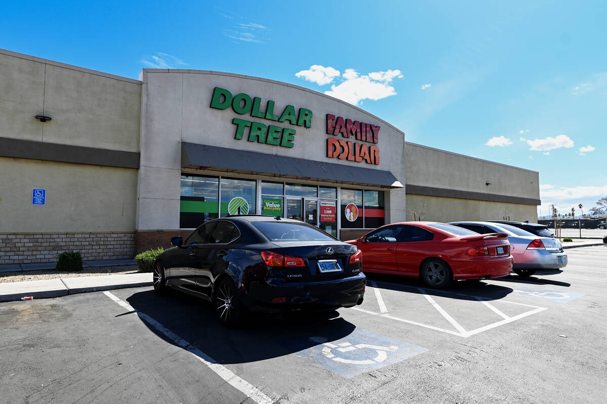 A combination Dollar Tree and Family Dollar store at Pecos Road and Sahara Avenue is seen Wedne ...