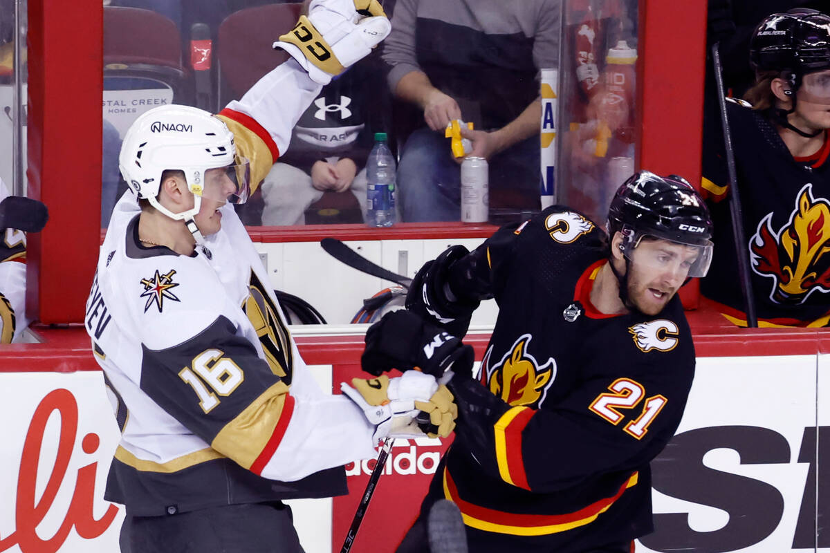 Golden Knights allow four straight goals in loss to Calgary Flames