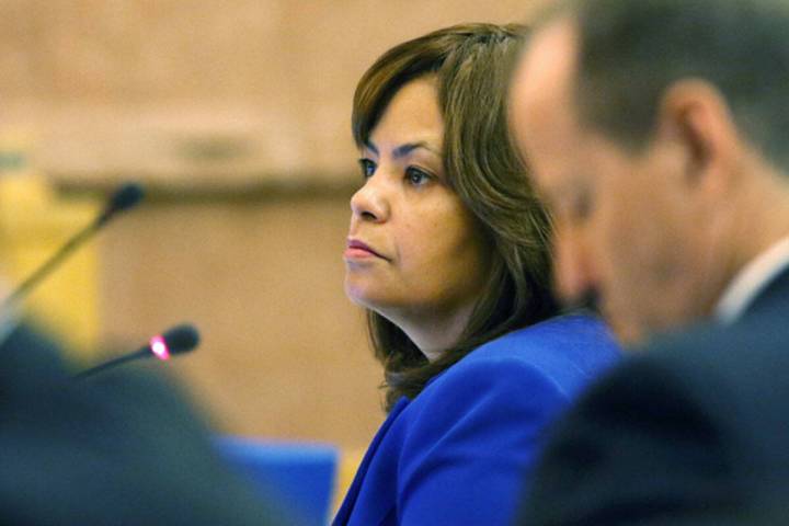 Yolanda King attends a meeting of the Clark County Commission at the Clark County Government Ce ...