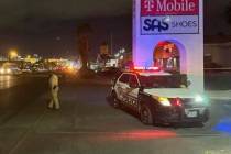 Las Vegas police investigate a fatal shooting on Maryland Parkway on Wednesday, March 13, 2024. ...