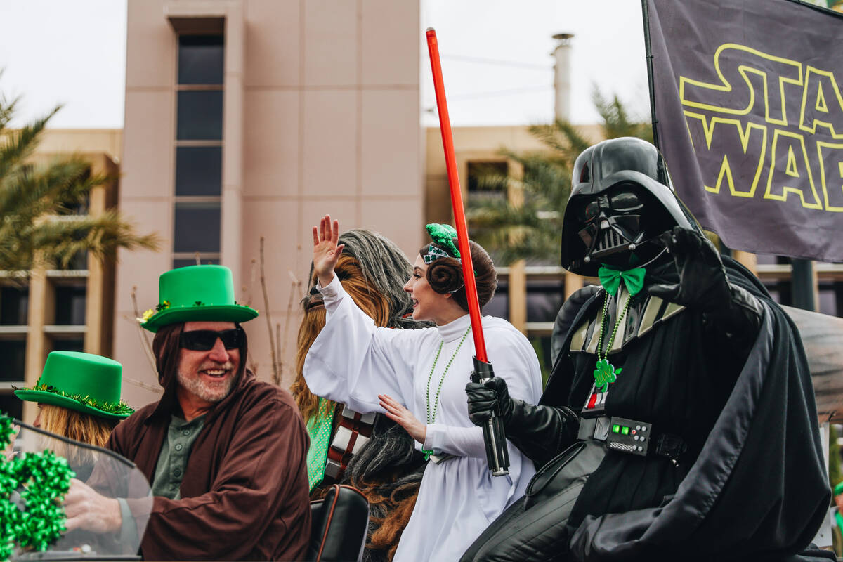 Members of Las Vegas Star Wars Clubs participate in the the St. Patrick’s Day parade on ...