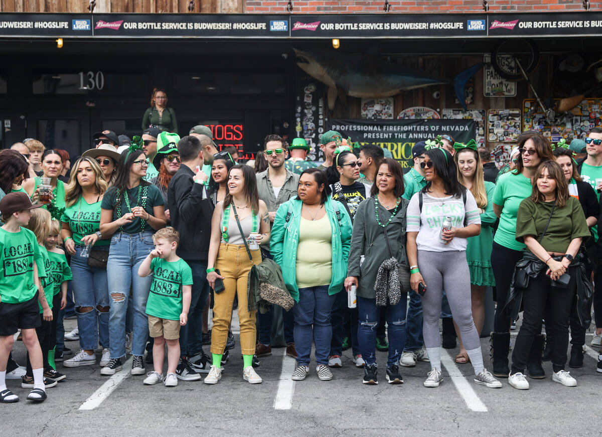 The crowd at a St. Patrick’s Day event hosted by the Professional Firefighters of Nevada ...