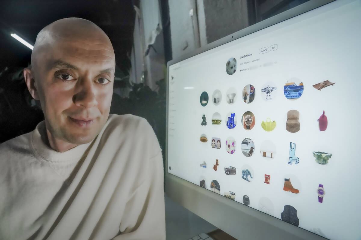 Joseph Einhorn poses next too his $1,000 a month exclusive shopping app called Long Story Short ...