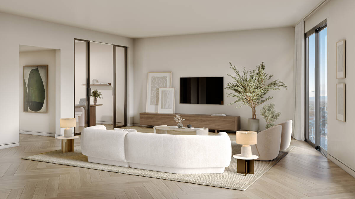 Renderings for the interior of the 32-story luxury condo high-rise Cello Tower in the Symphony ...