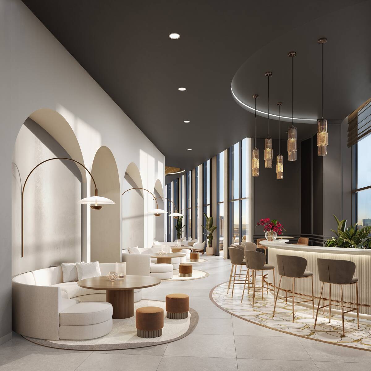 Renderings for the interior of the 32-story luxury condo high-rise Cello Tower in the Symphony ...