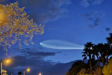 SpaceX's Falcon 9 rocket could be seen over Las Vegas on Monday, March 18, 2024. (D. Siciliano)