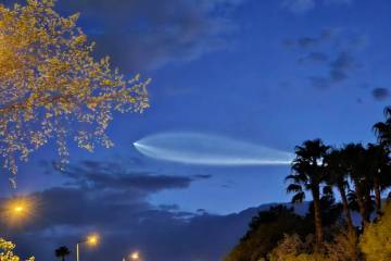 SpaceX's Falcon 9 rocket could be seen over Las Vegas on Monday, March 18, 2024. (D. Siciliano)