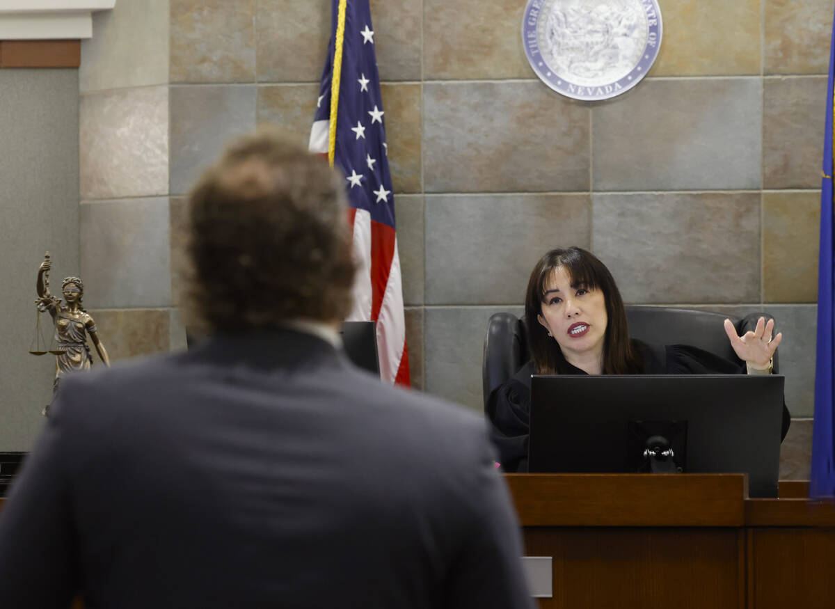 Judge Danielle “Pieper” Chio, presides over a hearing as Attorney Jacob Smith, le ...
