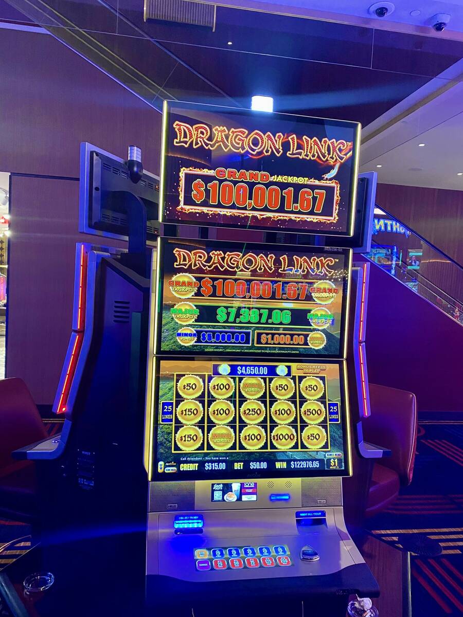 A guest scored a $122,976.65 jackpot Thursday, Feb. 8, 2024, on a Dragon Link slots machine (ma ...