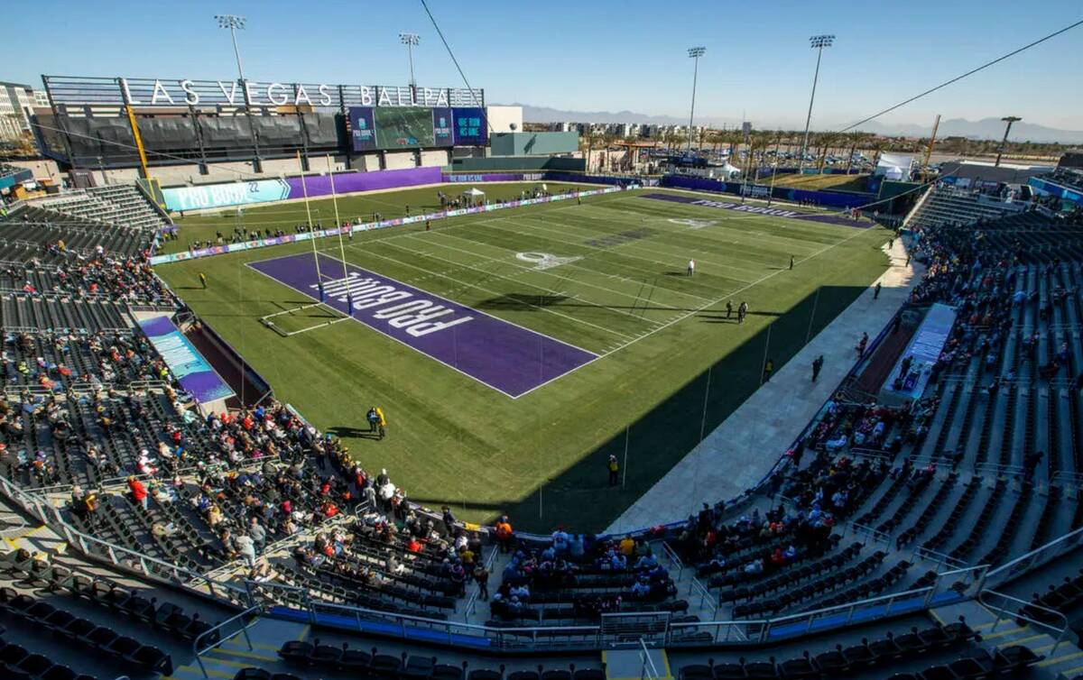 AFC Pro Bowl players prepare to take the field for practice at the Las Vegas Ballpark on Thursd ...