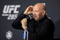 UFC president Dana White answers a question at a news conference following the UFC 285 fight ca ...