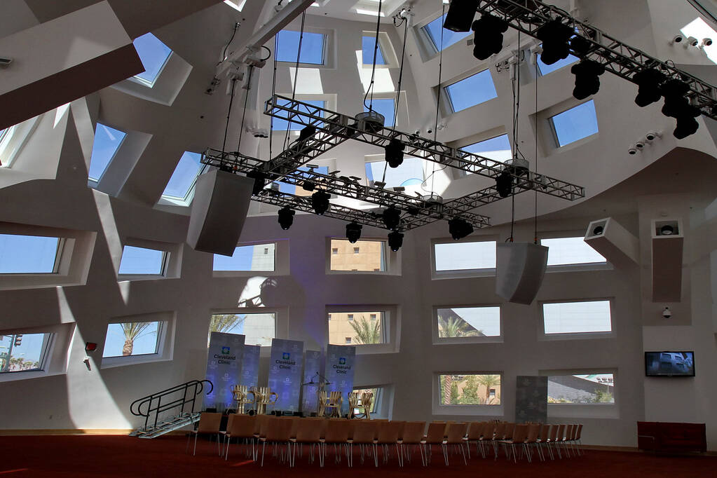 Featuring 199 windows of different sizes and shapes, the interior of the Life Activity Center a ...