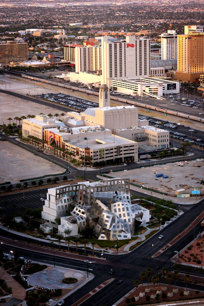 A view of Lou Ruvo Center for Brain Health, Smith Center for the Performing Arts and downtown L ...