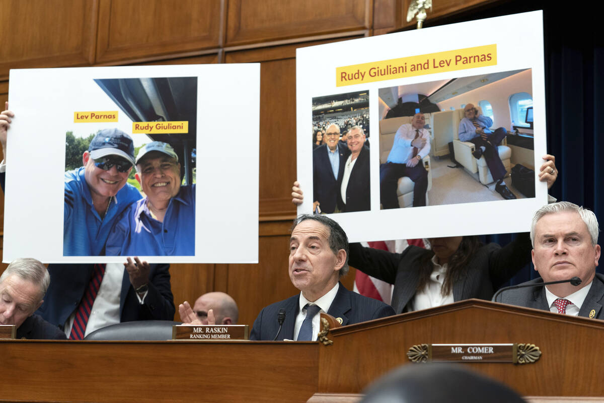 Rep. Jamie Raskin, D-Md., left, the ranking member, speaks during the House Oversight and Accou ...