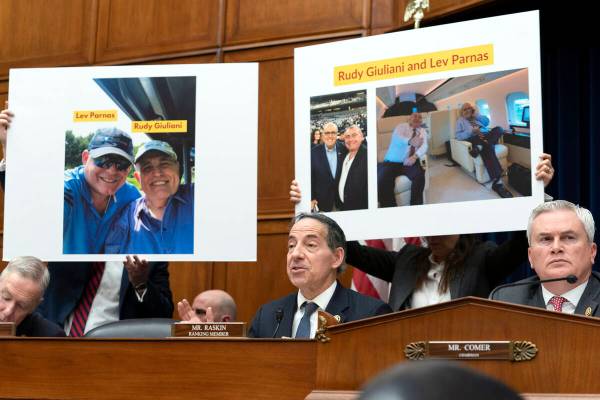 Rep. Jamie Raskin, D-Md., left, the ranking member, speaks during the House Oversight and Accou ...