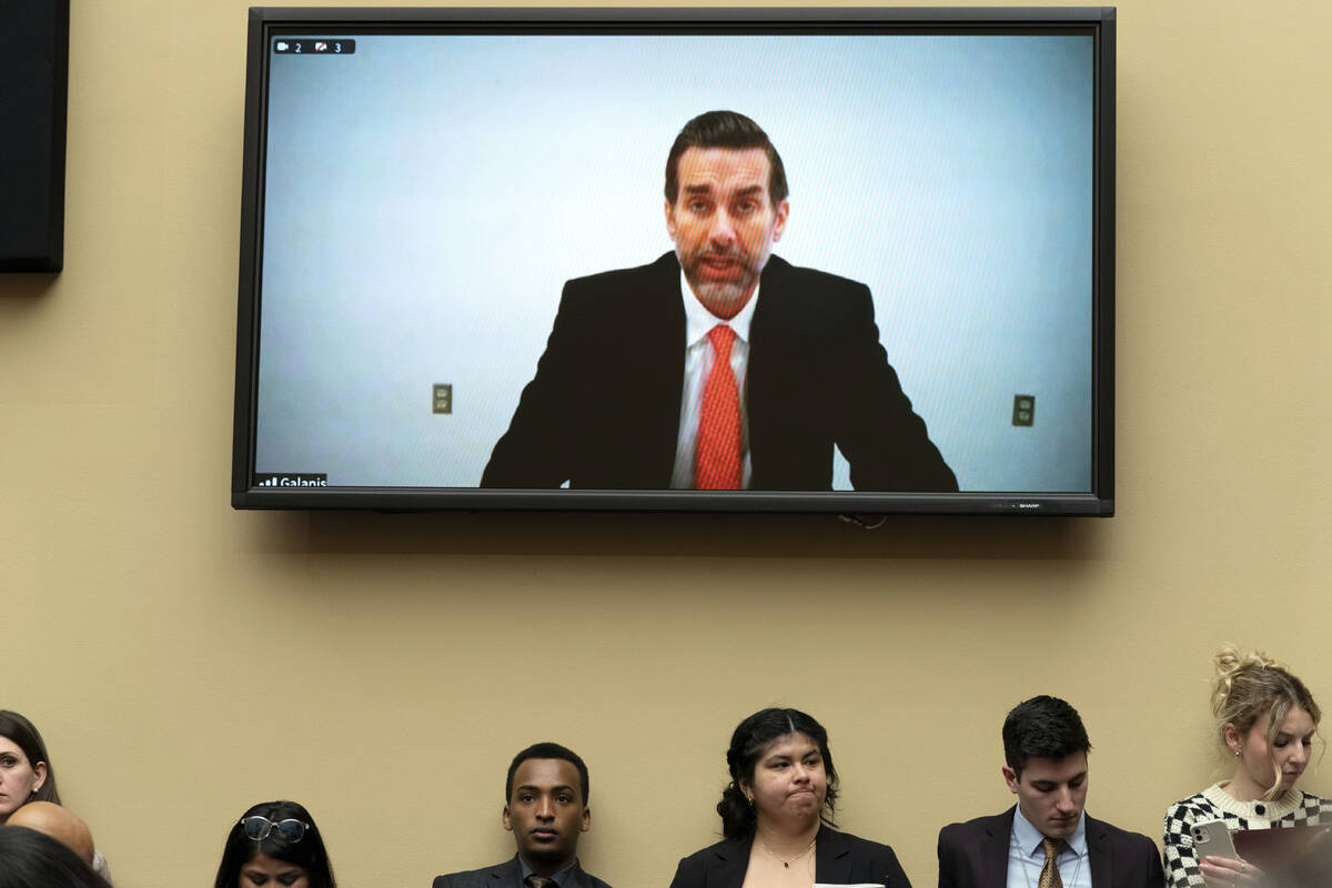 Jason Galanis testifies on a video link from prison before the House Oversight and Accountabili ...
