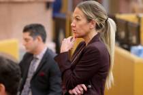 Deputy District Attorney Erika Mendoza ask a question during a fact-finding review at the Clark ...