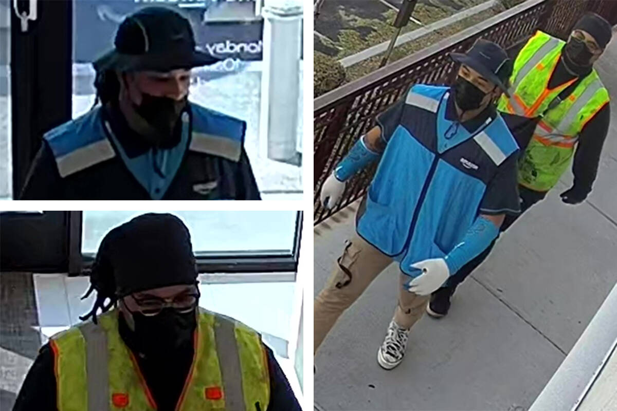 Police are searching for two men on suspicion of robbery and assault that occurred on Thursday, December.