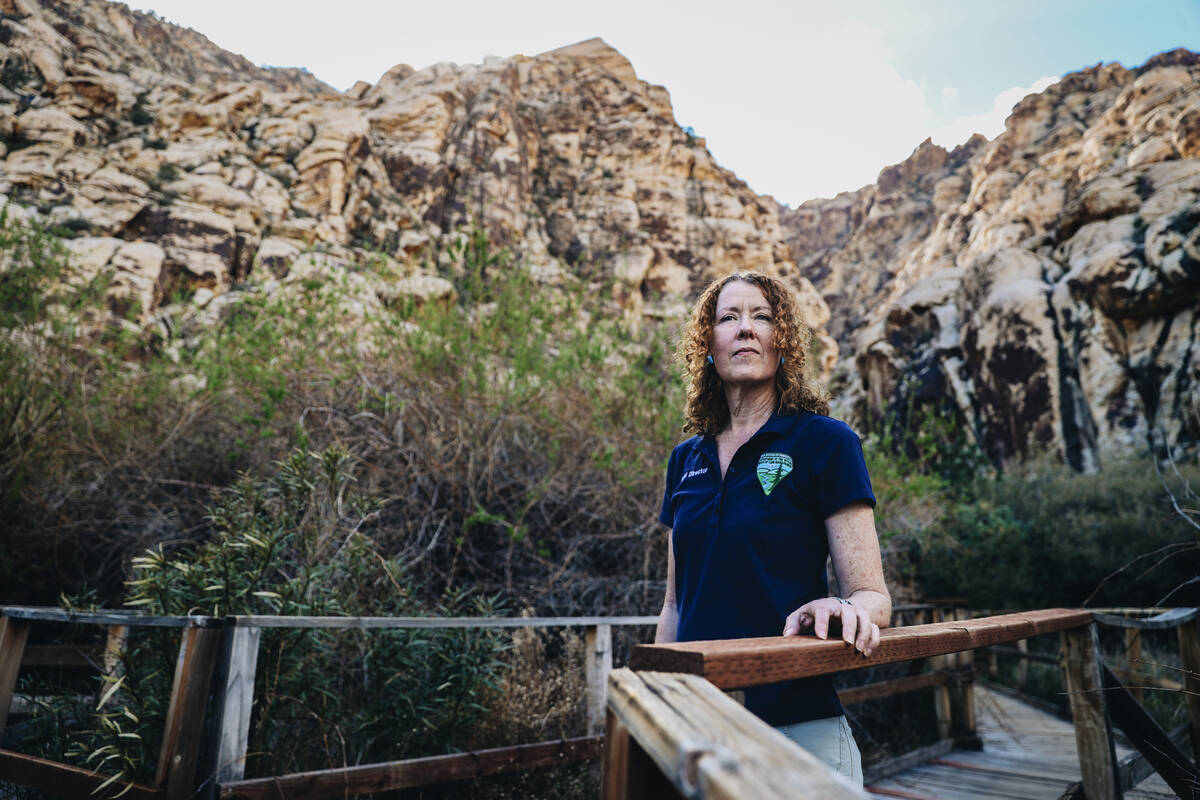 Bureau of Land Management Director Tracy Stone-Manning stands on the Lost Creek Boardwalk in th ...