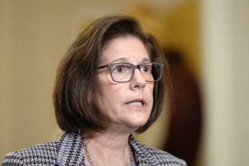 Sen. Catherine Cortez Masto, D-Nev., talks after a policy luncheon on Capitol Hill Wednesday, M ...