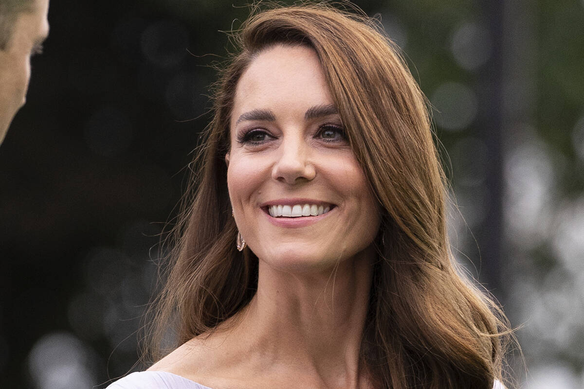 FILE - Britain's Kate, Duchess of Cambridge poses for photographers at The Earthshot Prize Awar ...