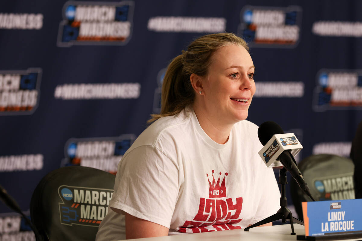 UNLV Lady Rebels head coach Lindy La Rocque speaks during a news conference before practice at ...