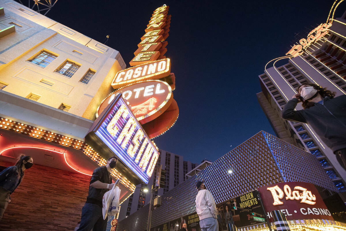 The Golden Gate hotel-casino in Las Vegas, on Tuesday, March 16, 2021. (Erik Verduzco / Las Veg ...