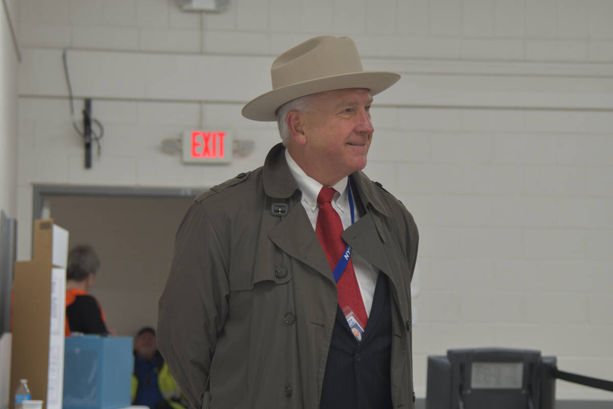Mark Kampf, the Nye County Clerk, inside the Bob Ruud community center on primary election day ...