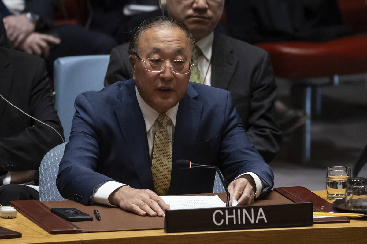 Zhang Jun, Ambassador and Permanent Representative of China to the United Nations, speaks durin ...