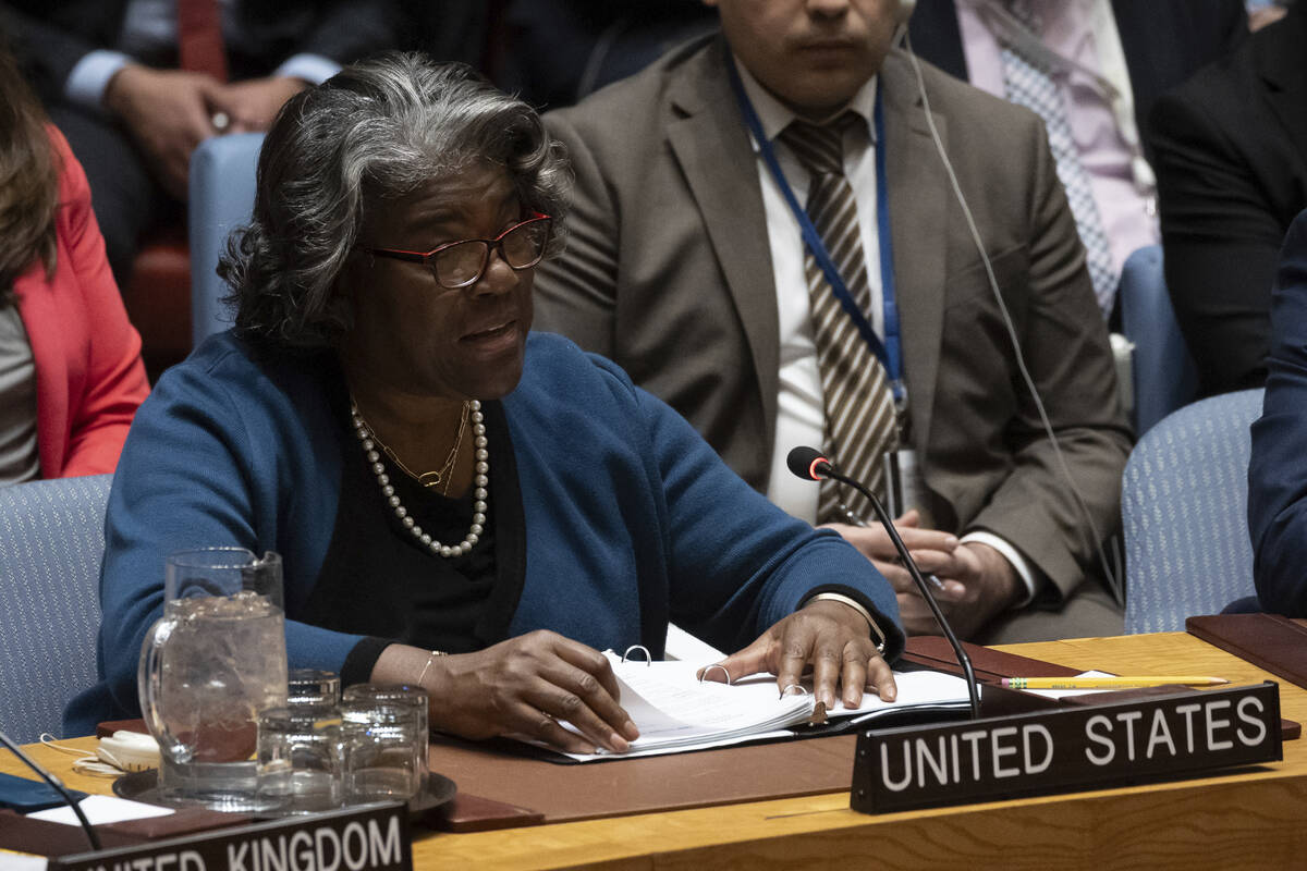 United States Ambassador and Representative to the United Nations Linda Thomas-Greenfield speak ...