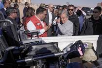 United Nations Secretary General Antonio Guterres inspects relief supplies at Al Arish Internat ...