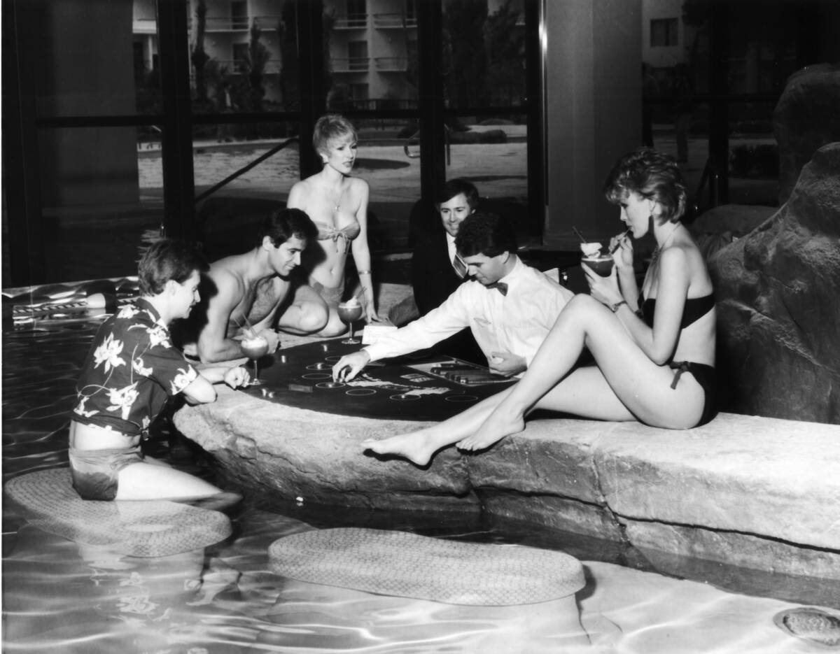 Swim-up blackjack tables were part of the "The Island of Las Vegas," complete with four Chilean ...