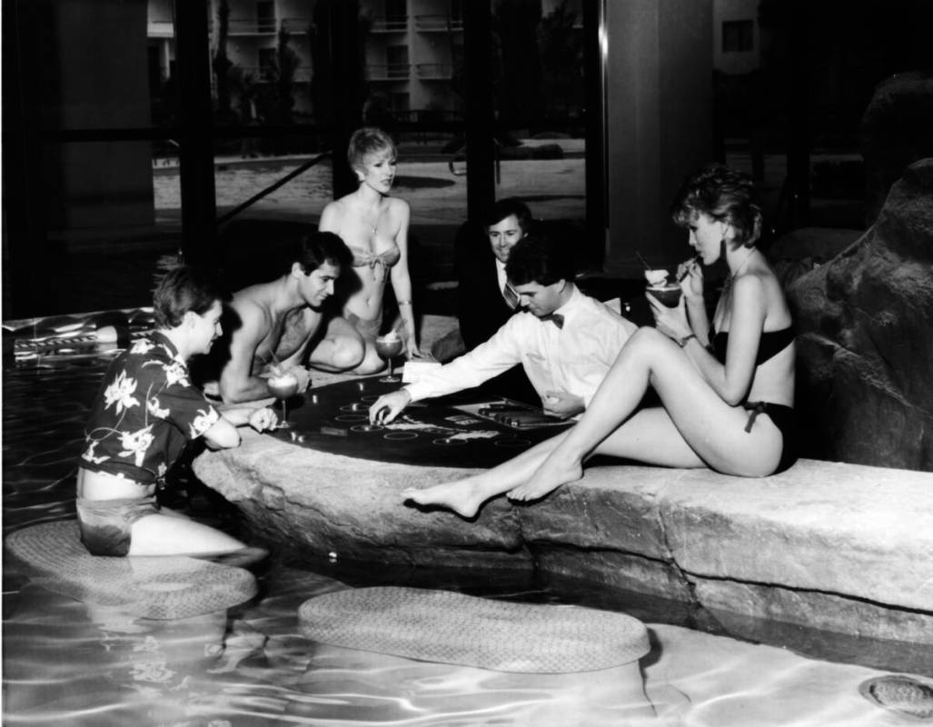 Swim-up blackjack tables were part of the "The Island of Las Vegas," complete with four Chilean ...