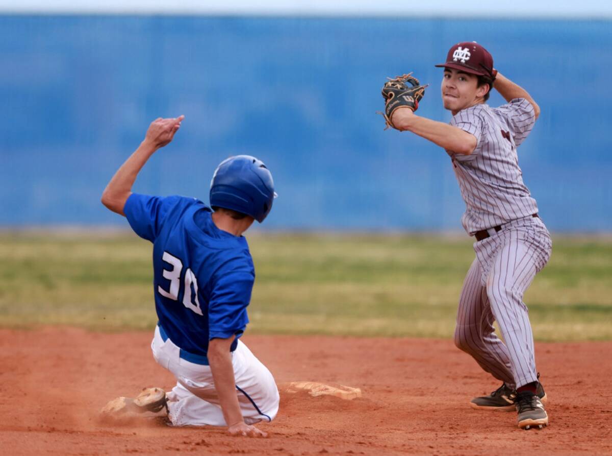 Cimarron-Memorial second baseman Kai Mares (7) throws to first after getting out Sierra Vista b ...
